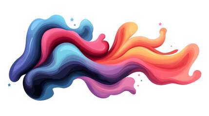 Abstract Watercolor Rainbow with Clouds and Stars