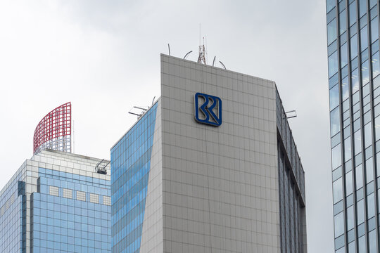Jakarta, Indonesia - May 12, 2023: Headquarters of BRI (PT Bank Rakyat Indonesia) in Jakarta, Indonesia. 