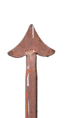 Image of an iron gate arrow on a white background with a clipping path to easily remove objects from the scene.