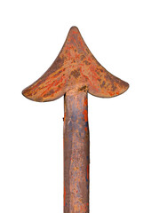 Image of an iron gate arrow on a white background with a clipping path to easily remove objects from the scene.