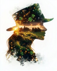 St. Patrick’s Day creative designs - Double exposure St. Patrick’s Day, Double exposure St. Patrick’s Day  with leprechaun’s hat