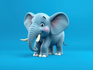 Fototapeta premium Funny Elephant 3d cartoon on a vibrant blue background