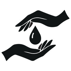 Save Water Symbol with Hands. Hands And Water Silhouette vector, Earth Day vector design.