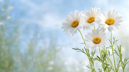Spring flora action daisies in nature bright background captivating content