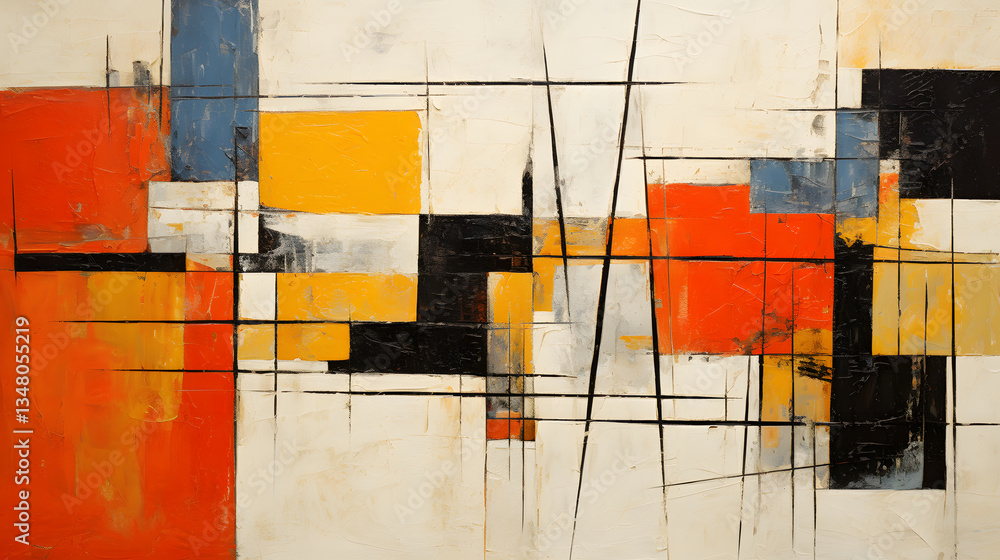 Poster artistic texture impasto geometric abstract shape line decorative painting with generative