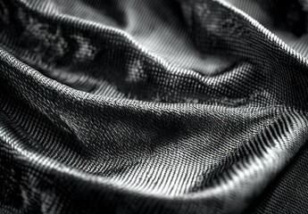Naklejka premium Black and white textile texture, close-up shot, high contrast lighting, woven pattern