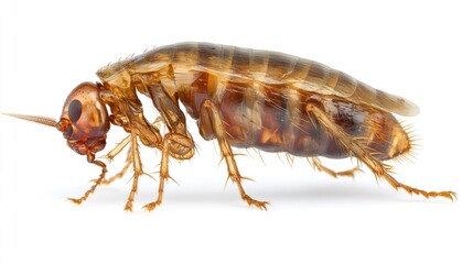 Close-up of a Brown Cockroach on a White Background