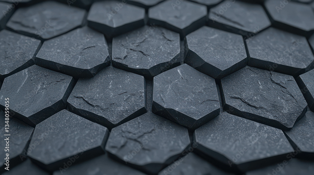 Poster dark hexagonal stone pattern background for modern textures and design projects