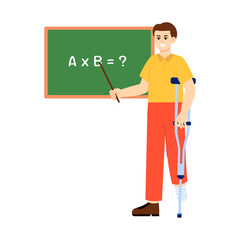 Persons with Disability in Education 2 Man with Crutches at Blackboard