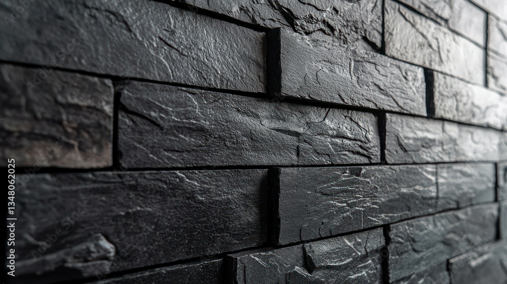 Poster black stone wall showing horizontal layers with textured surface and depth