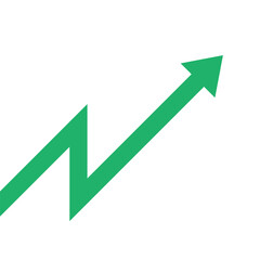 Green arrow business graph pointing up diagonally representing profit