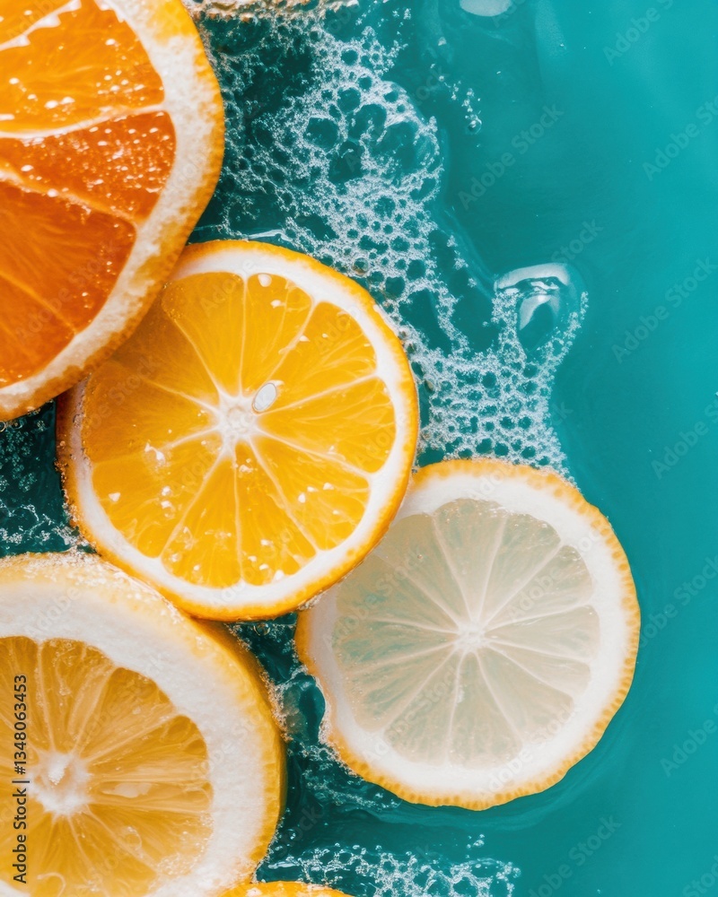 Aufkleber vibrant citrus splash minimalist food capturing refreshing texture and color dynamics for premium be