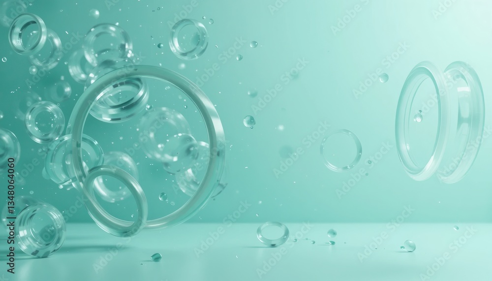 Aufkleber bubbles floating digital art abstract design calm environment close-up view fluid motion concept