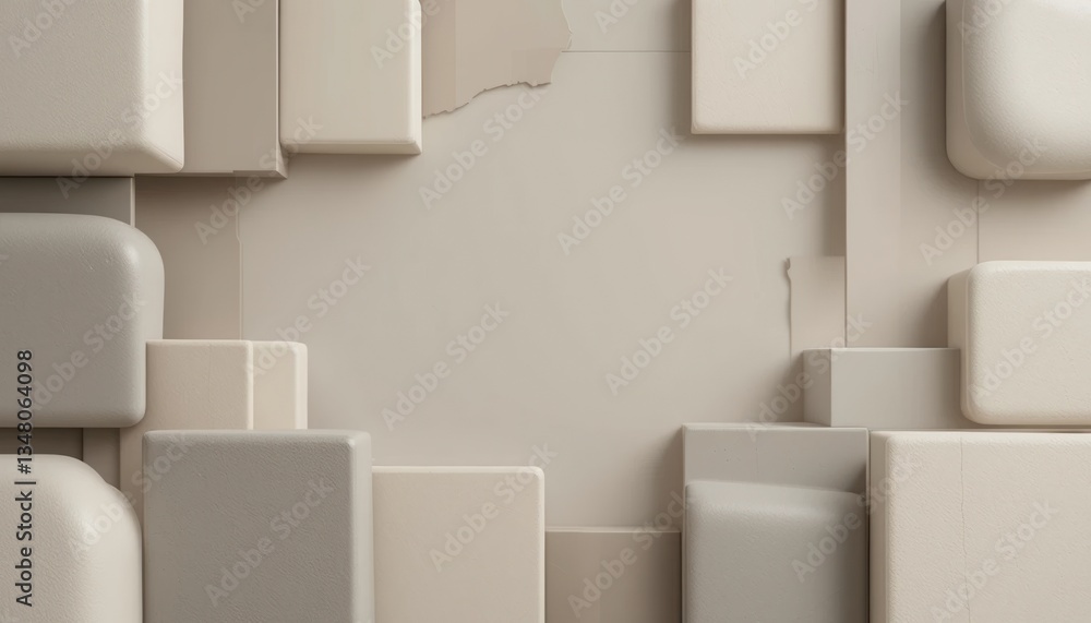 Poster Abstract installation art displaying geometric forms in a modern gallery setting minimalist aesthetic engaging visual experience