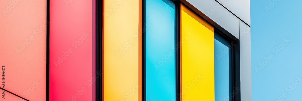 Aufkleber chromatic urban minimalism vibrant architectural color block design showcasing contemporary spatial 
