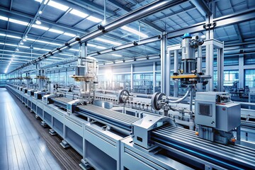 Obraz premium Industrial Running Robot Machine Factory Line
