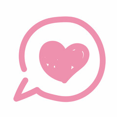 ハート吹き出しの手書き風イラスト素材