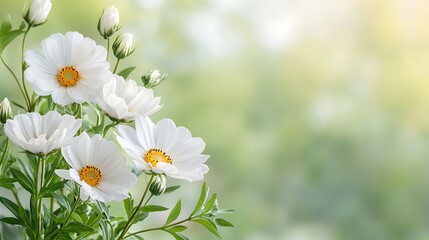Spring's vibrant viewpoint white flowers blooming in nature's tranquil flora