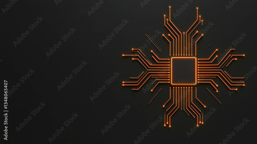 Poster abstract technology background with glowing circuit board design on dark surface