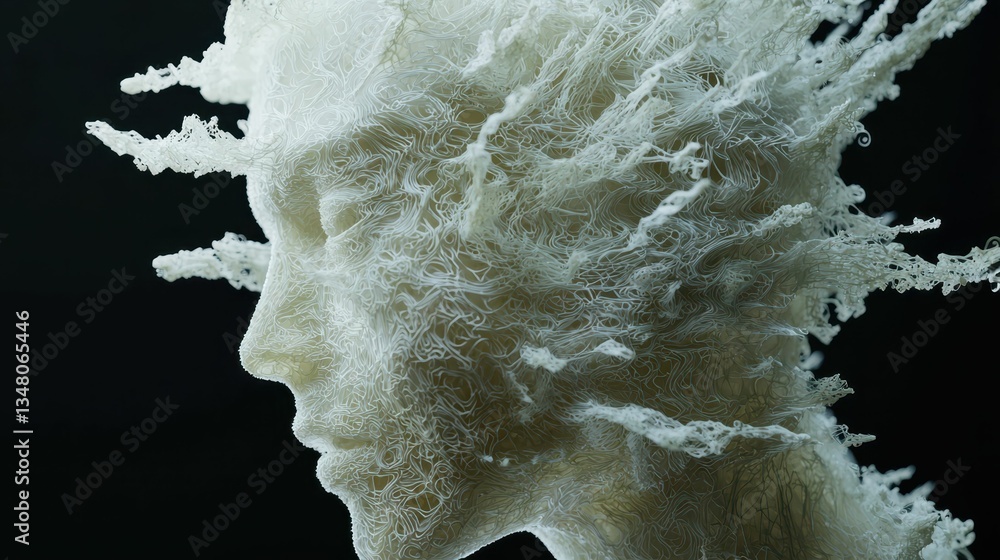 Poster futuristic ai entity presented in abstract streaming form