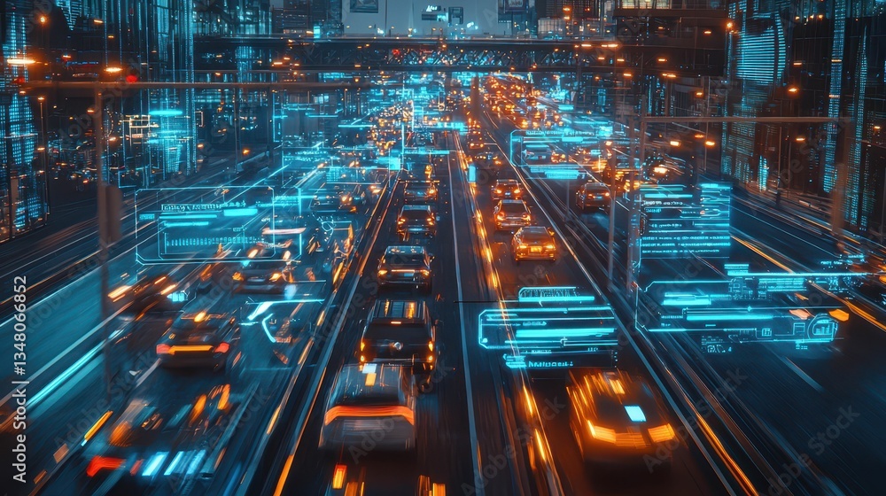 Poster advanced traffic control system integrating ai technology in urban landscape
