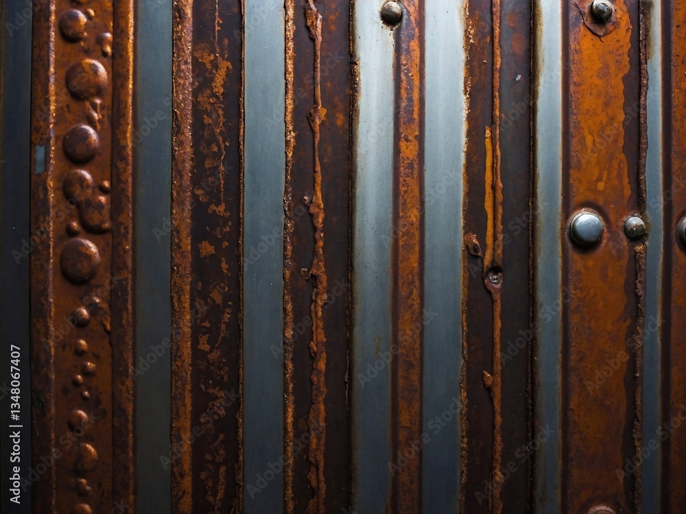 Poster intricate rust patterns on a textured metal surface
