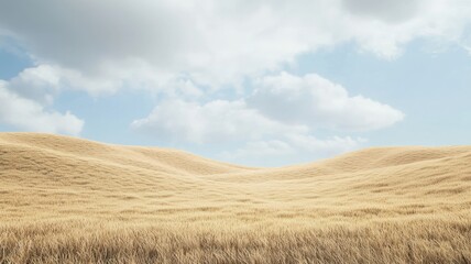 Obraz premium Sunlit wheat fields stretching infinitely under a warm, golden sky, creating a relaxing, peaceful wallpaper that evokes calm, nature, and open countryside serenity. 