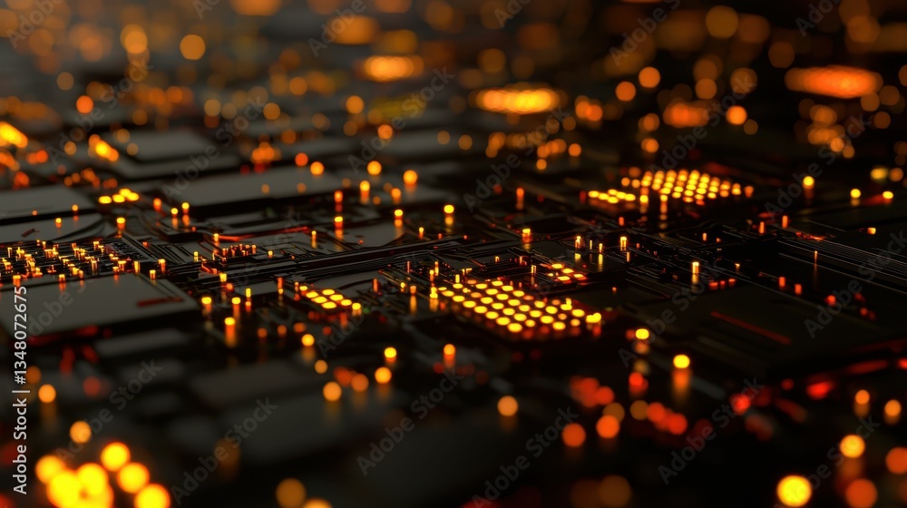 Poster abstract neural network structure with glowing data points in ai