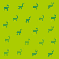 a green background with a deer and a bird