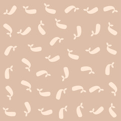 a pattern of sausages on a brown background