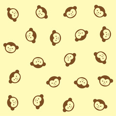 Fototapeta premium a pattern of monkeys with faces on a yellow background