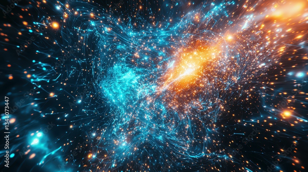 Poster quantum supercomputer solving mysteries of the universe in deep space