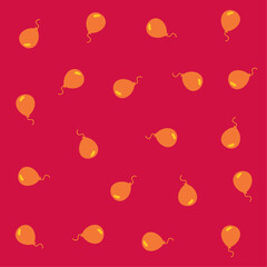 a bunch of orange balloons on a red background