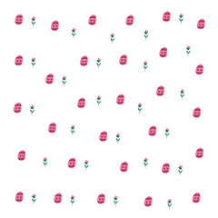 a pattern of pink flowers on a white background