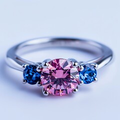 Elegant Ring with Pink and Blue Gemstones for Special Occasions