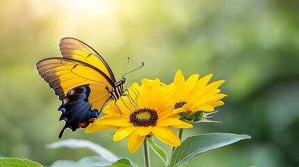 Butterfly interaction with spring flowers nature's beauty close-up outdoor vibrant flora