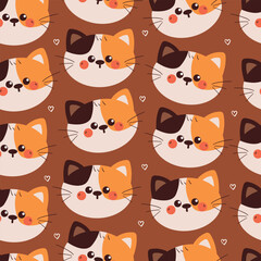 seamless pattern cute cartoon cat head. animal pattern for wallpaper, background and gift wrap paper