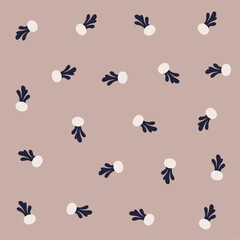 a pattern of black and white flowers on a pink background