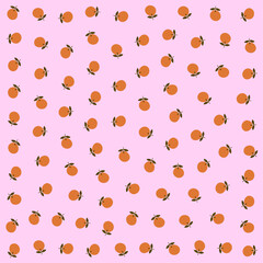 a pattern of oranges on a pink background
