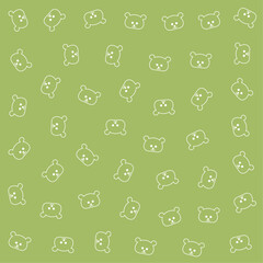 a green background with a bunch of small white bears