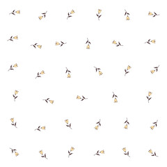 a pattern of small yellow flowers on a white background