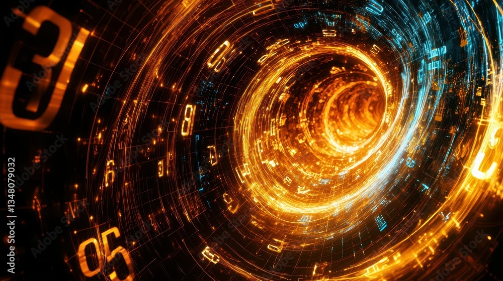 Poster abstract representation of big data with swirling patterns and light