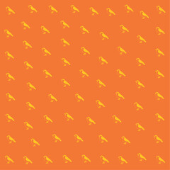 a pattern of birds on an orange background