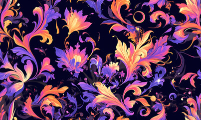Creative 2D Doodle seamless pattern Floral or flower Illustrations