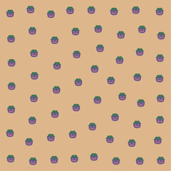 a pattern of a potted plant on a tan background