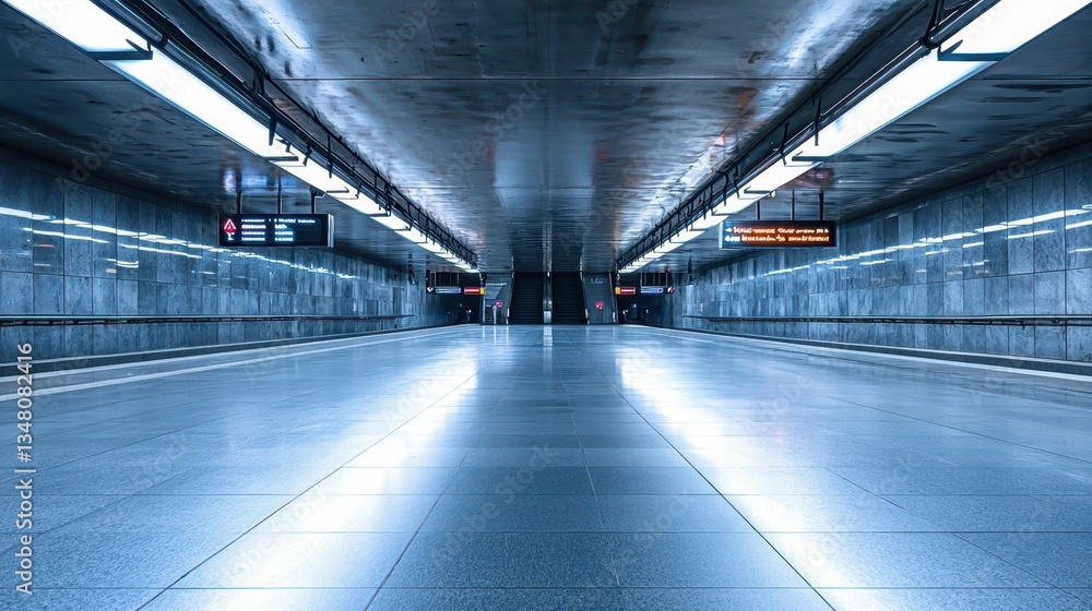 Poster clean and modern subway station with empty smooth flooring