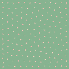 a green background with a lot of pink hearts