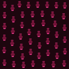 a pattern of vases on a dark background