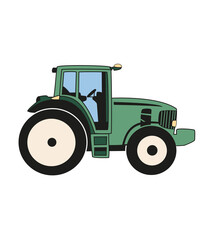 Obraz premium Green Tractor Icon – Farming & Agriculture Vehicle Symbol