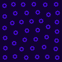 a purple and black background with gears